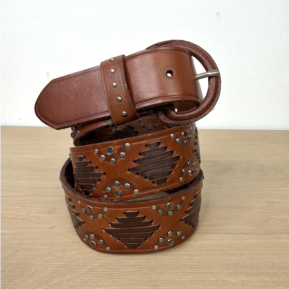 Abercrombie women's brown studded leather belt L